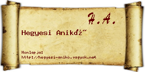 Hegyesi Anikó névjegykártya
